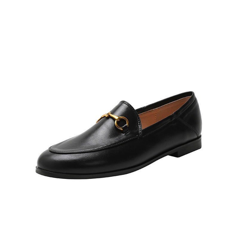 Leather buckle front loafers