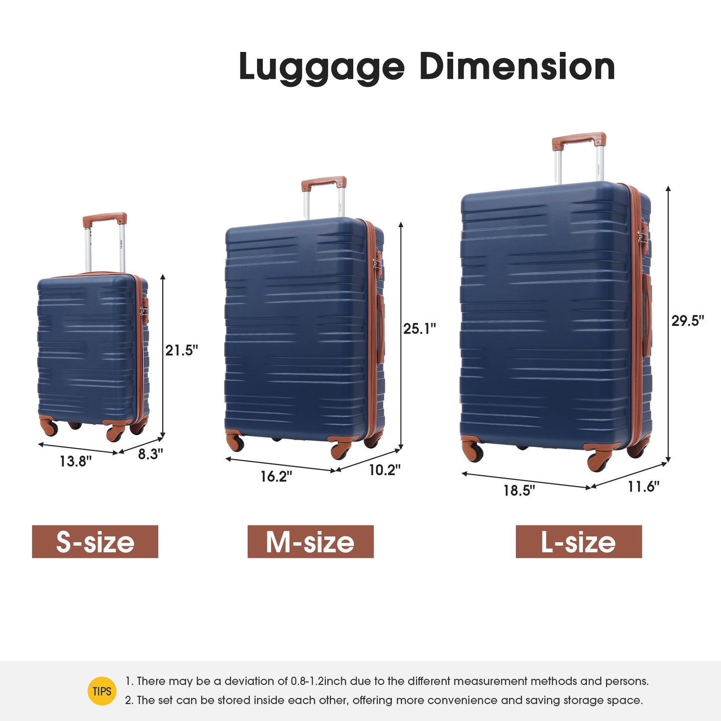 Hardshell Luggage Sets 3 Pcs Spinner Suitcase TSA Lock Lightweight