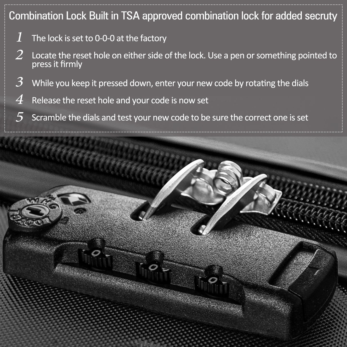 Black 3 Piece Luggage Set Hardside Spinner Suitcase TSA Lock
