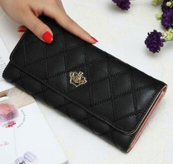 metal crown PU leather wallet