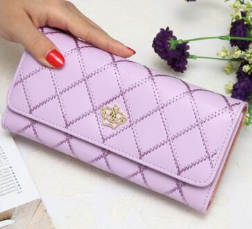 metal crown PU leather wallet
