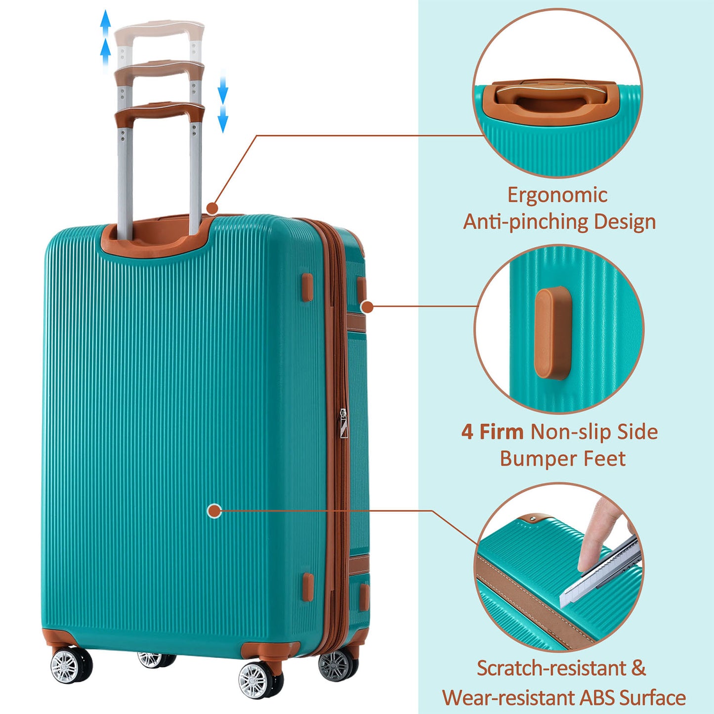 Hardshell Luggage Sets 3 Piece double spinner 8 wheels Suitcase TSA Lock Lightweight