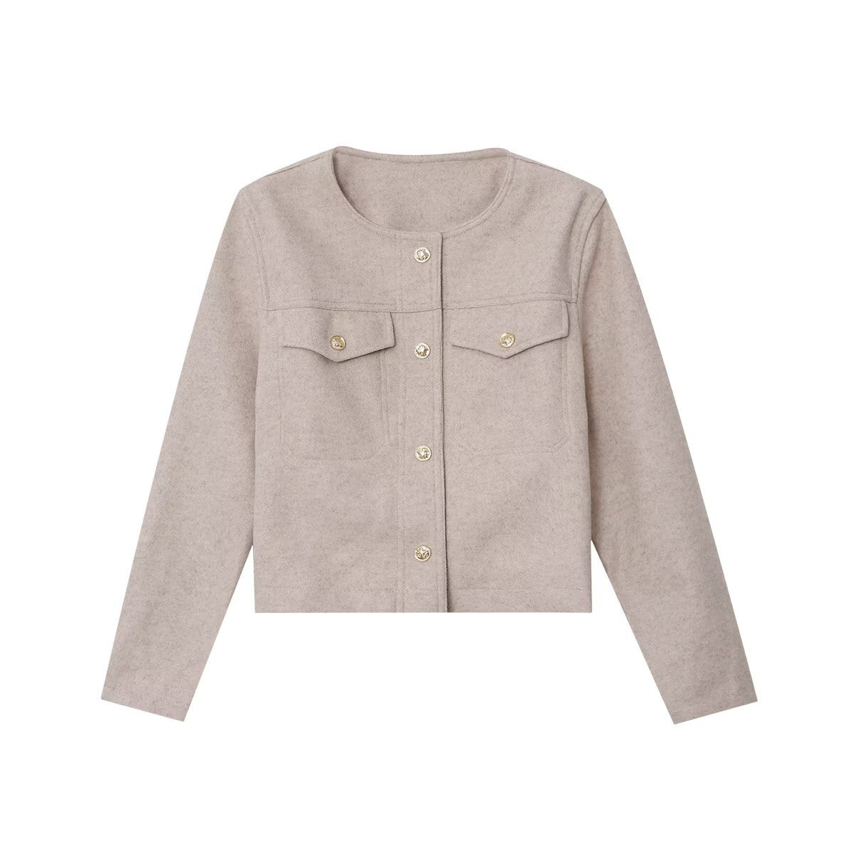 Round neck pocket jacket