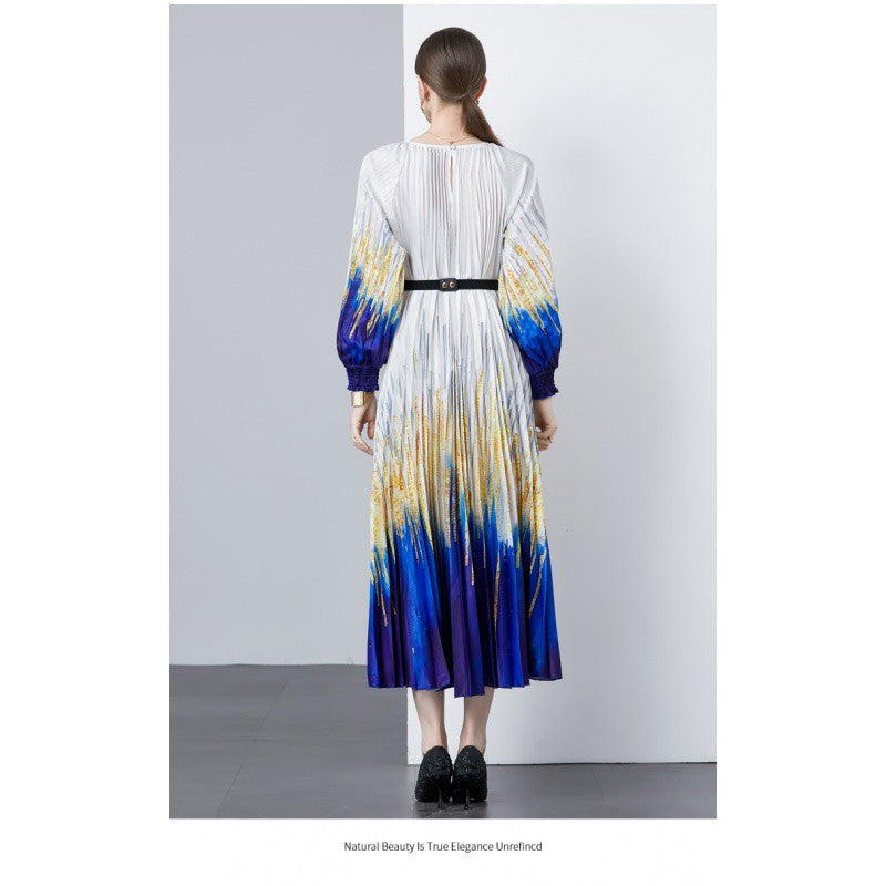round neck pleated slim fit dress (one size fit all ) Please check measurement in description
