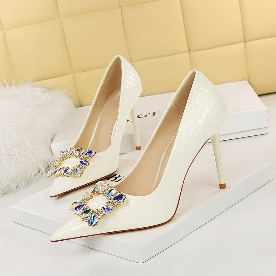 high heels rhinestone buckle Pumps