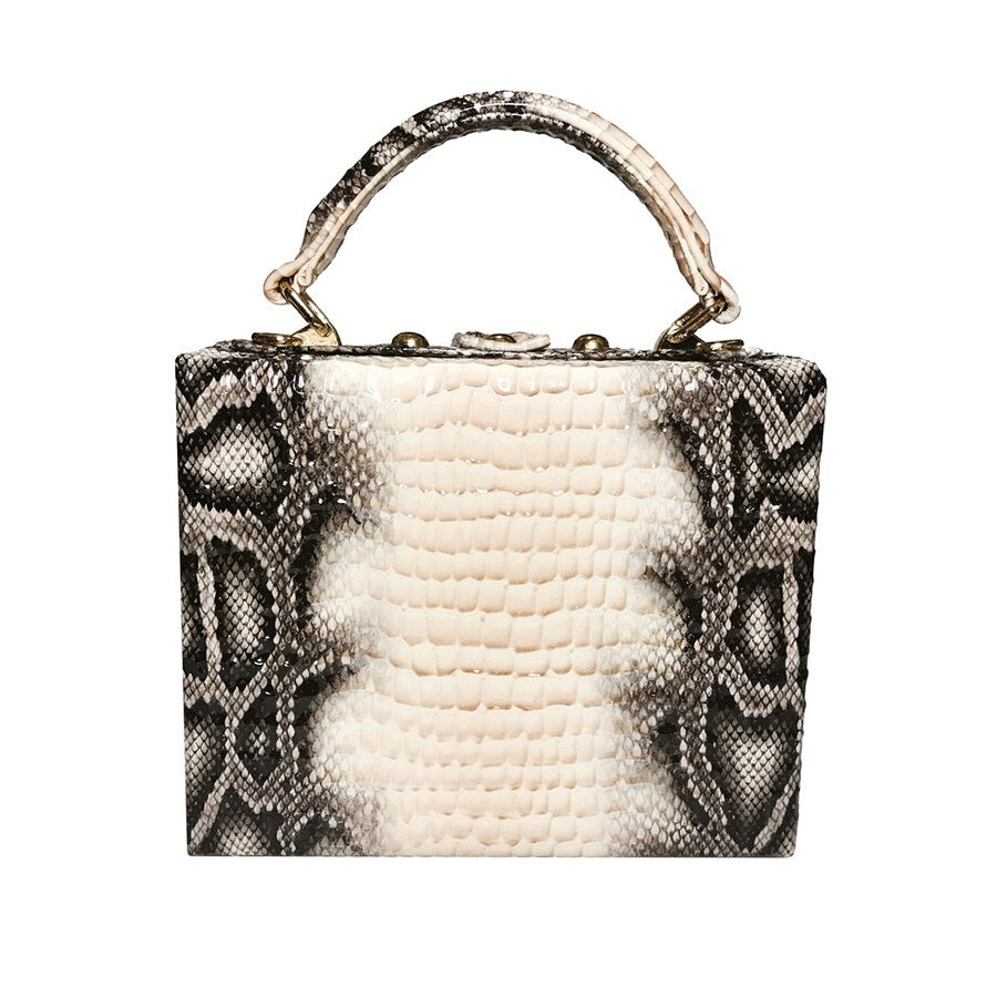 Print Box Small Square PU Evening Clutch