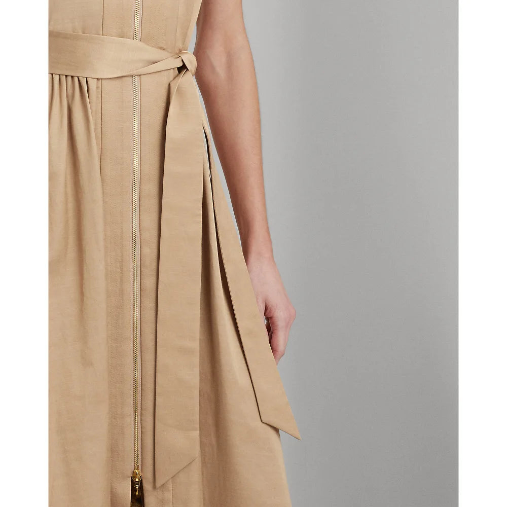 Zipper Sleeveles Long Dress