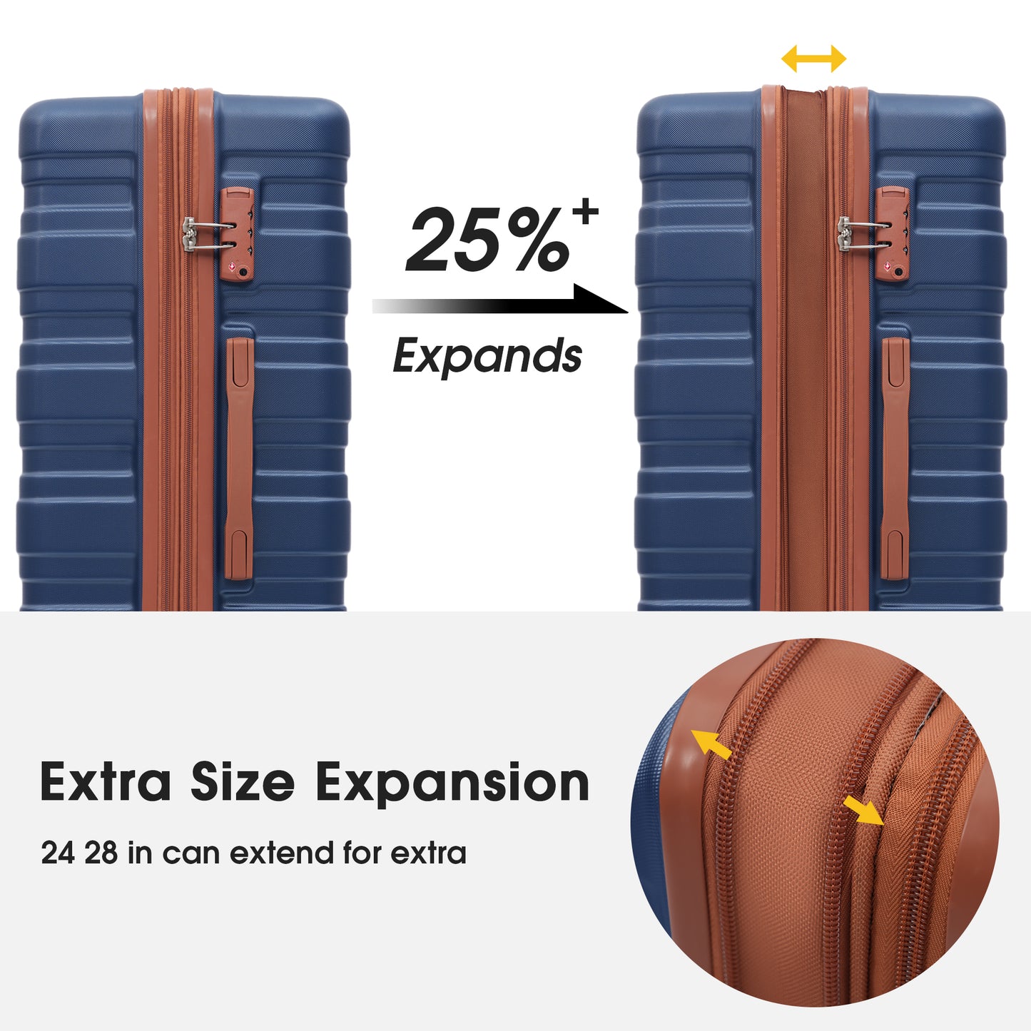 Hardshell Luggage Sets 3 Pcs Spinner Suitcase TSA Lock Lightweight