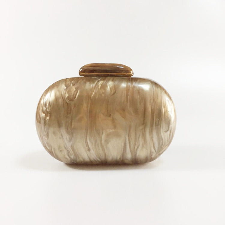 Oval Acrylic evening clutch Pearlescent Box Bag