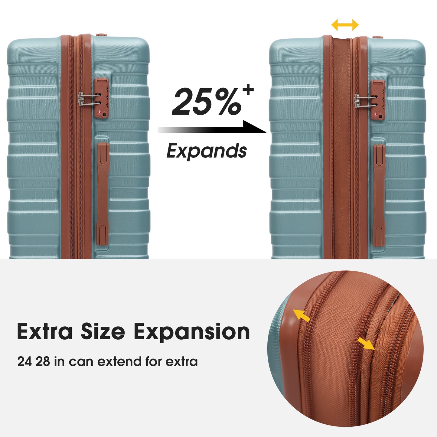 Hardshell Luggage Sets 3 Pcs Spinner Suitcase TSA Lock Lightweight