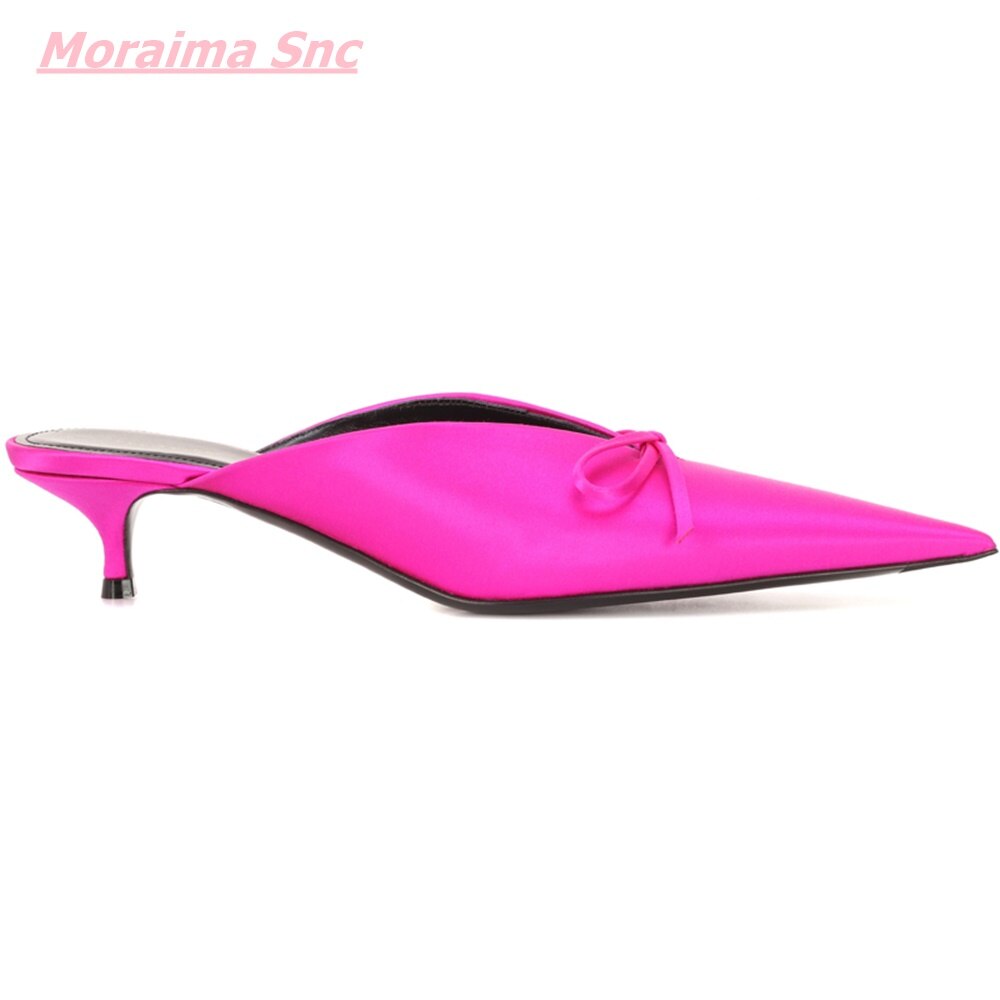 Pointed Toe Mules Silk Luxurious Butterfly Knot sandals