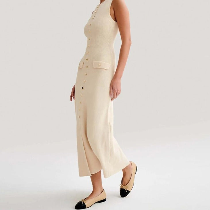 Decorative Button knitted dress