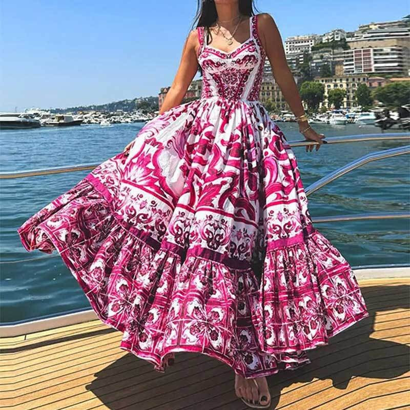printed strapless dress