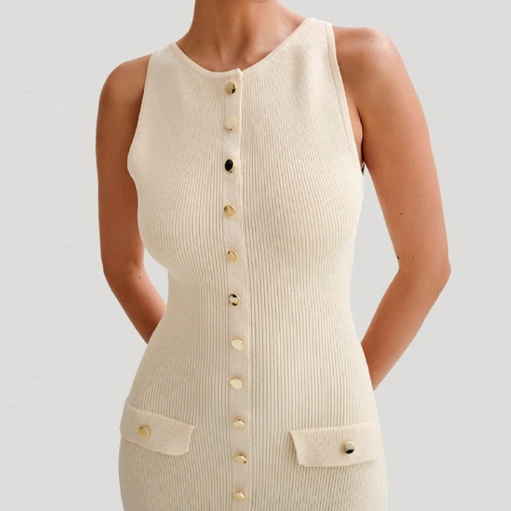 Decorative Button knitted dress