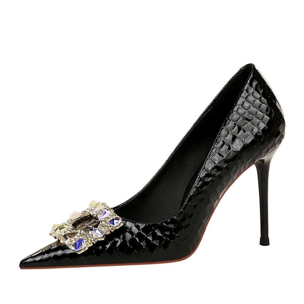 high heels rhinestone buckle Pumps