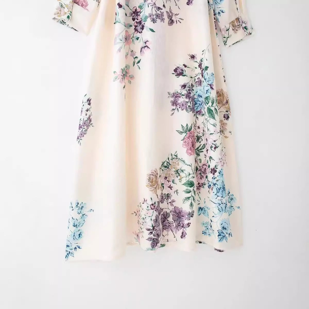 Linen shirt printed dress
