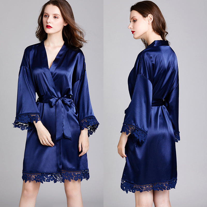 silky short robe