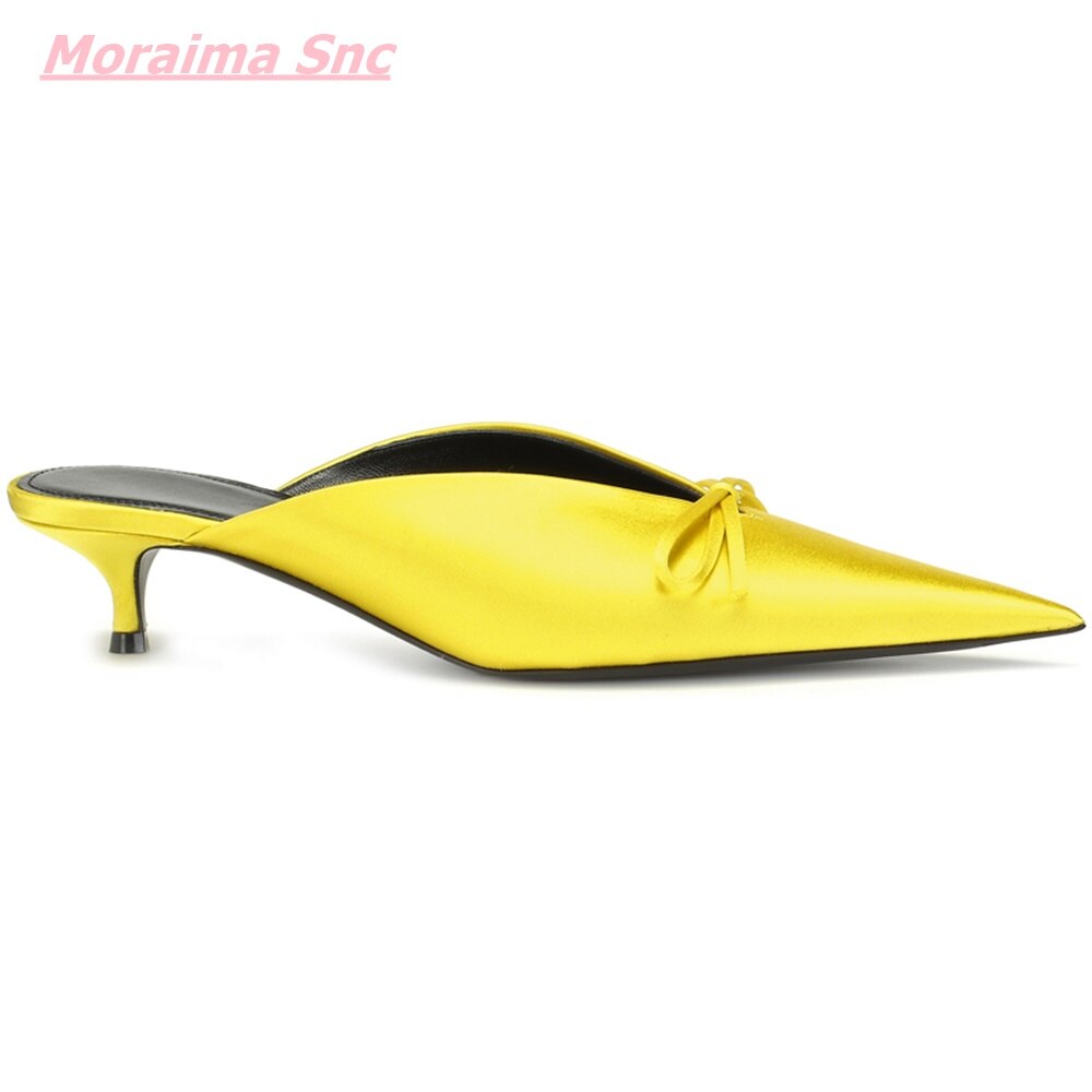 Pointed Toe Mules Silk Luxurious Butterfly Knot sandals