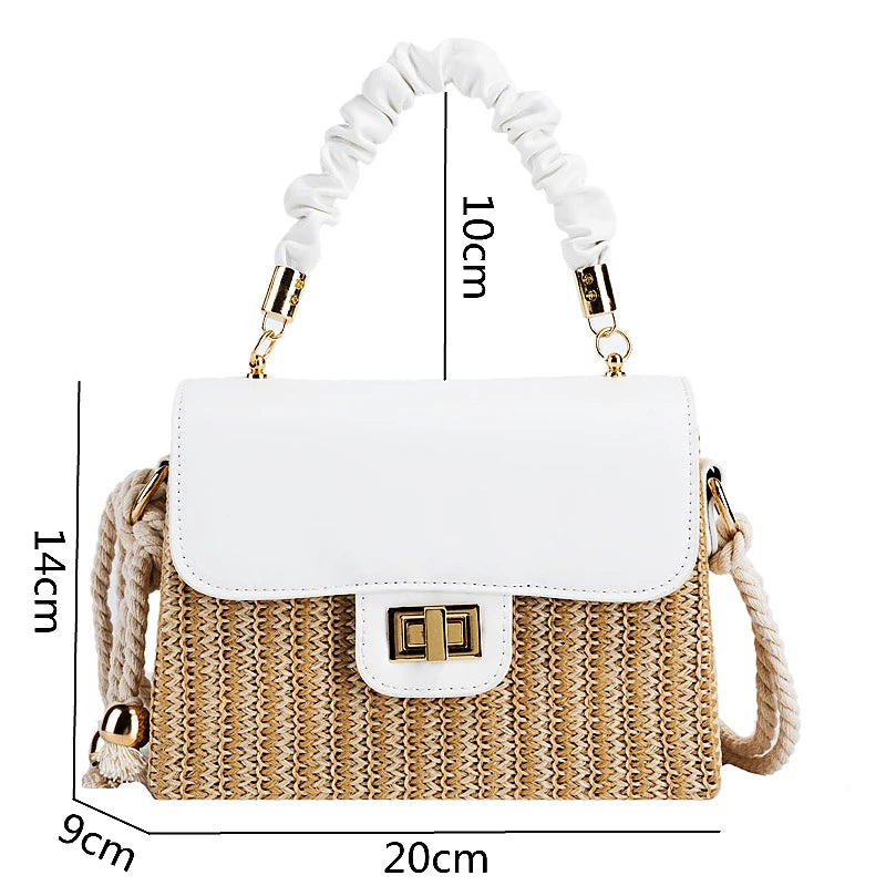 Straw Pleated Handle Luxury Handbag