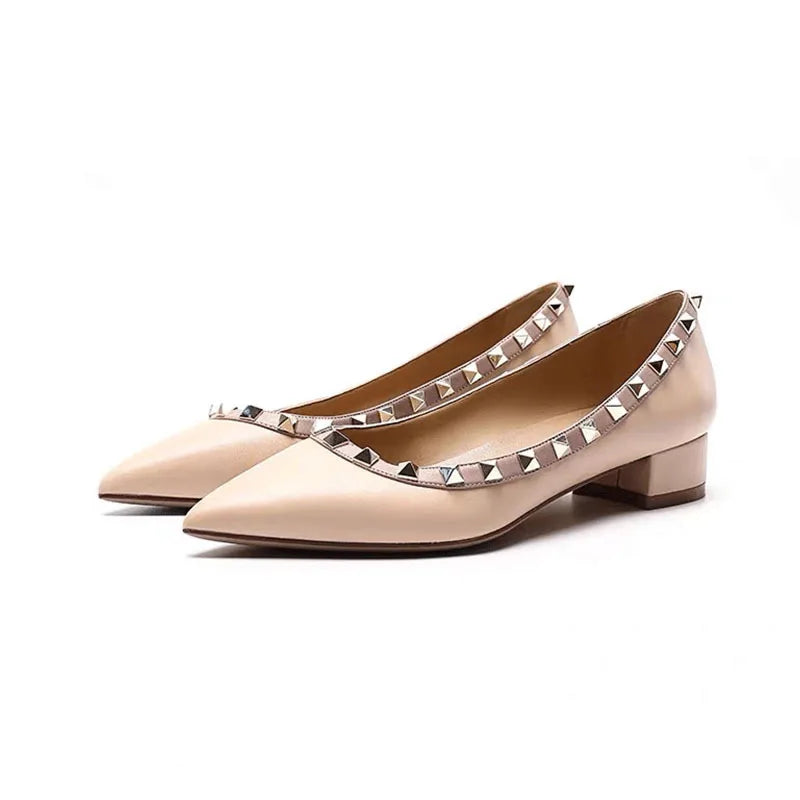 luxury woman Rivets low Heels shoes