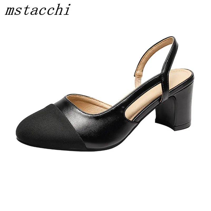 Round Toe Two Tone Slingbacks