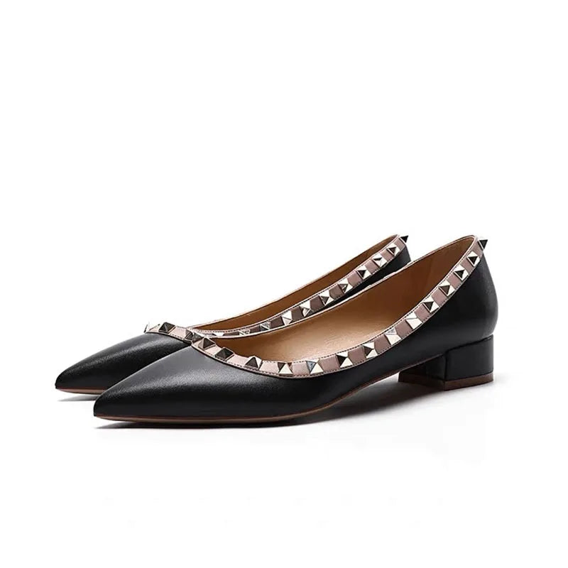 luxury woman Rivets low Heels shoes