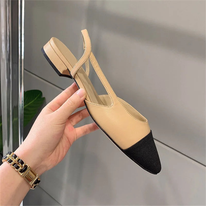 Round Toe Two Tone Slingbacks