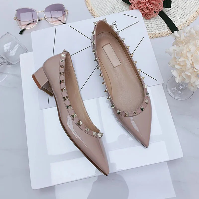 luxury woman Rivets low Heels shoes