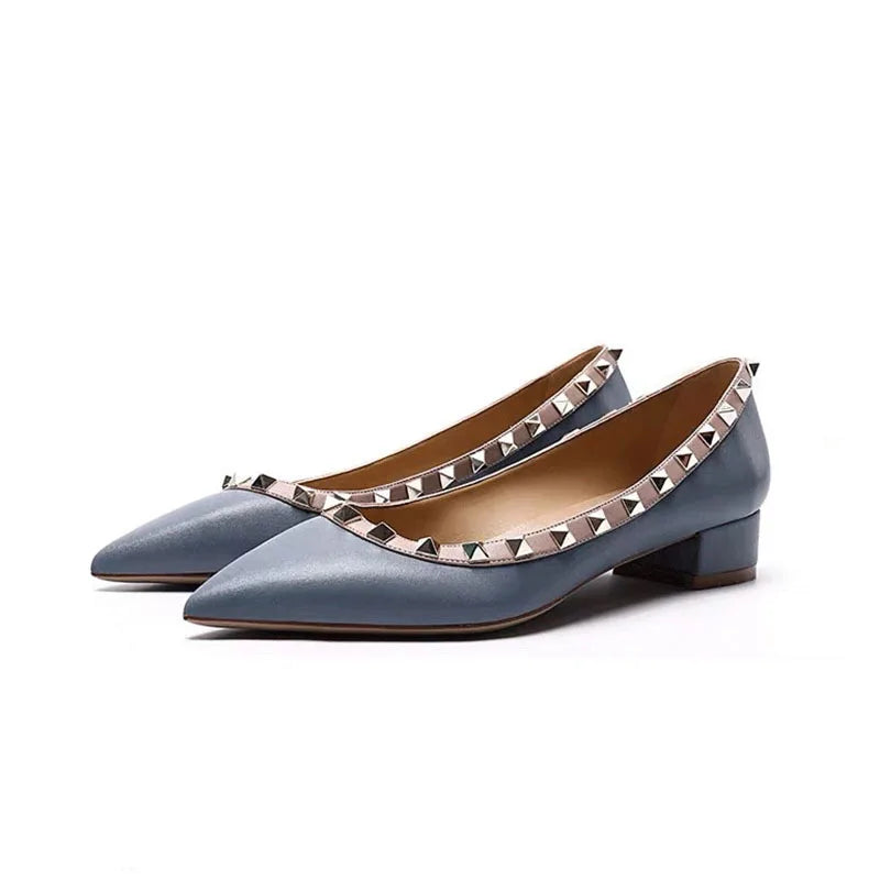 luxury woman Rivets low Heels shoes