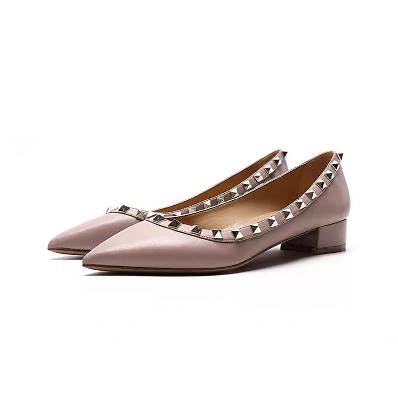 luxury woman Rivets low Heels shoes
