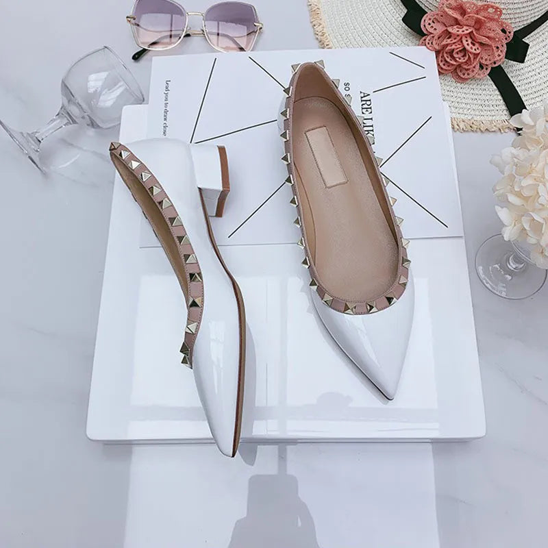luxury woman Rivets low Heels shoes