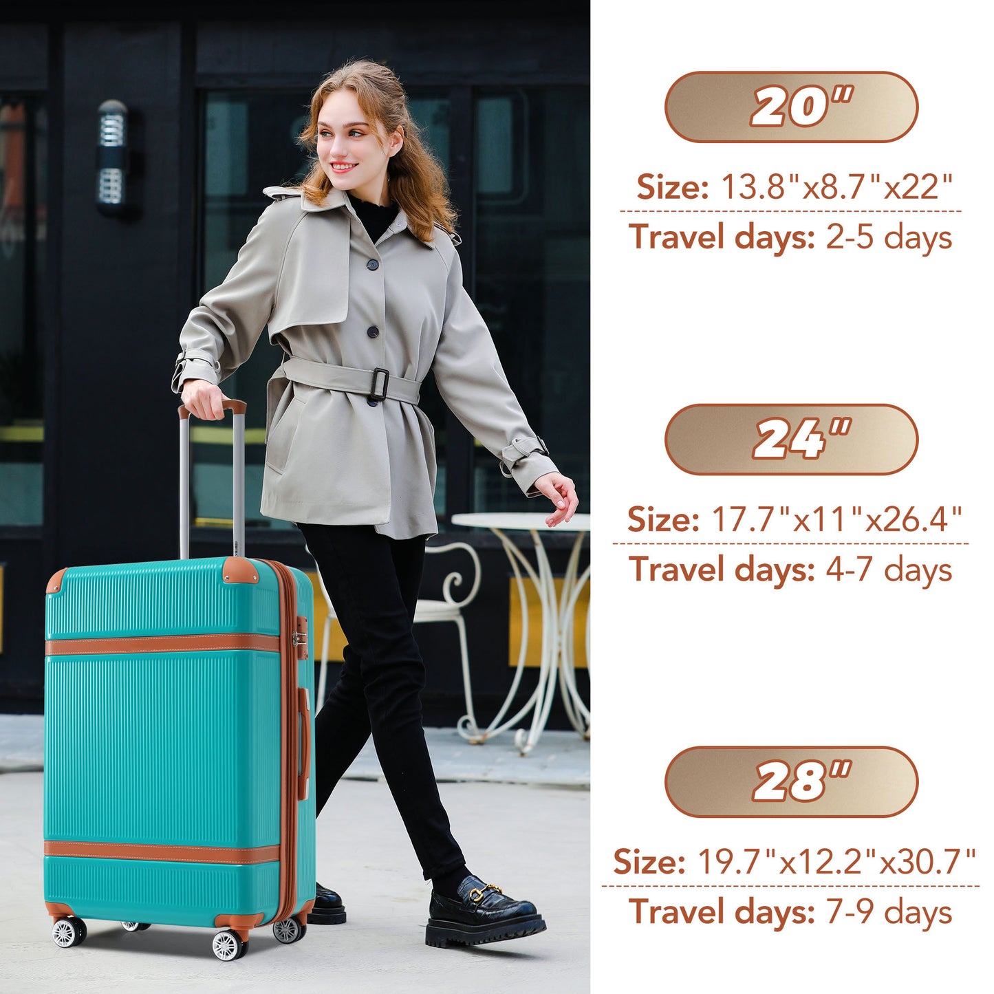 Hardshell Luggage Sets 3 Piece double spinner 8 wheels Suitcase TSA Lock Lightweight