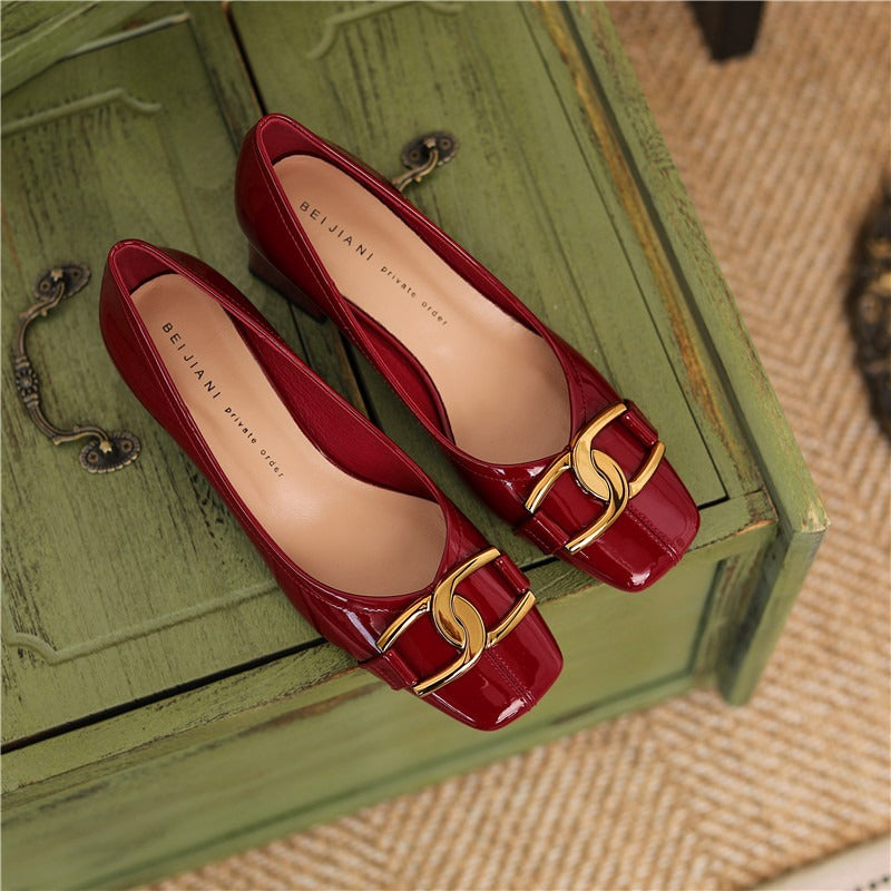 Square toe  Patent Leather