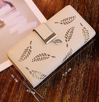 Decorative leaves Pu Leather wallet