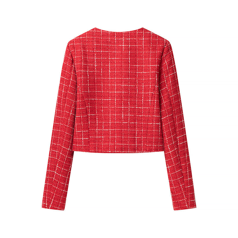 single breasted round neck  jacket