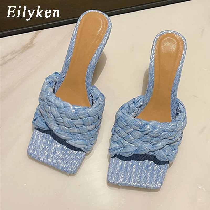 Weave Square Toe Slide Sandals