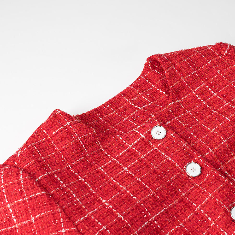 single breasted round neck  jacket
