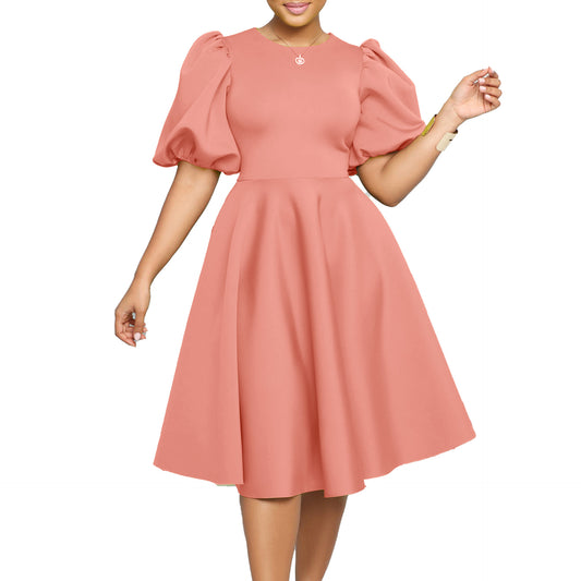 Elegant High Waist Flared Dress