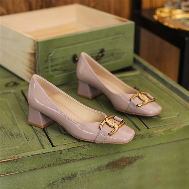 Square toe  Patent Leather