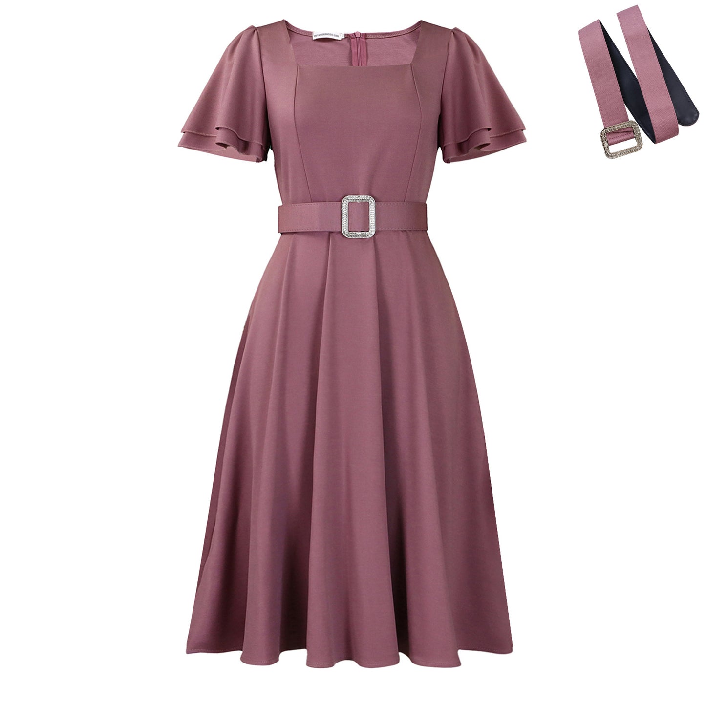 Flared Sleeve Square Neck High Waist elegant dress