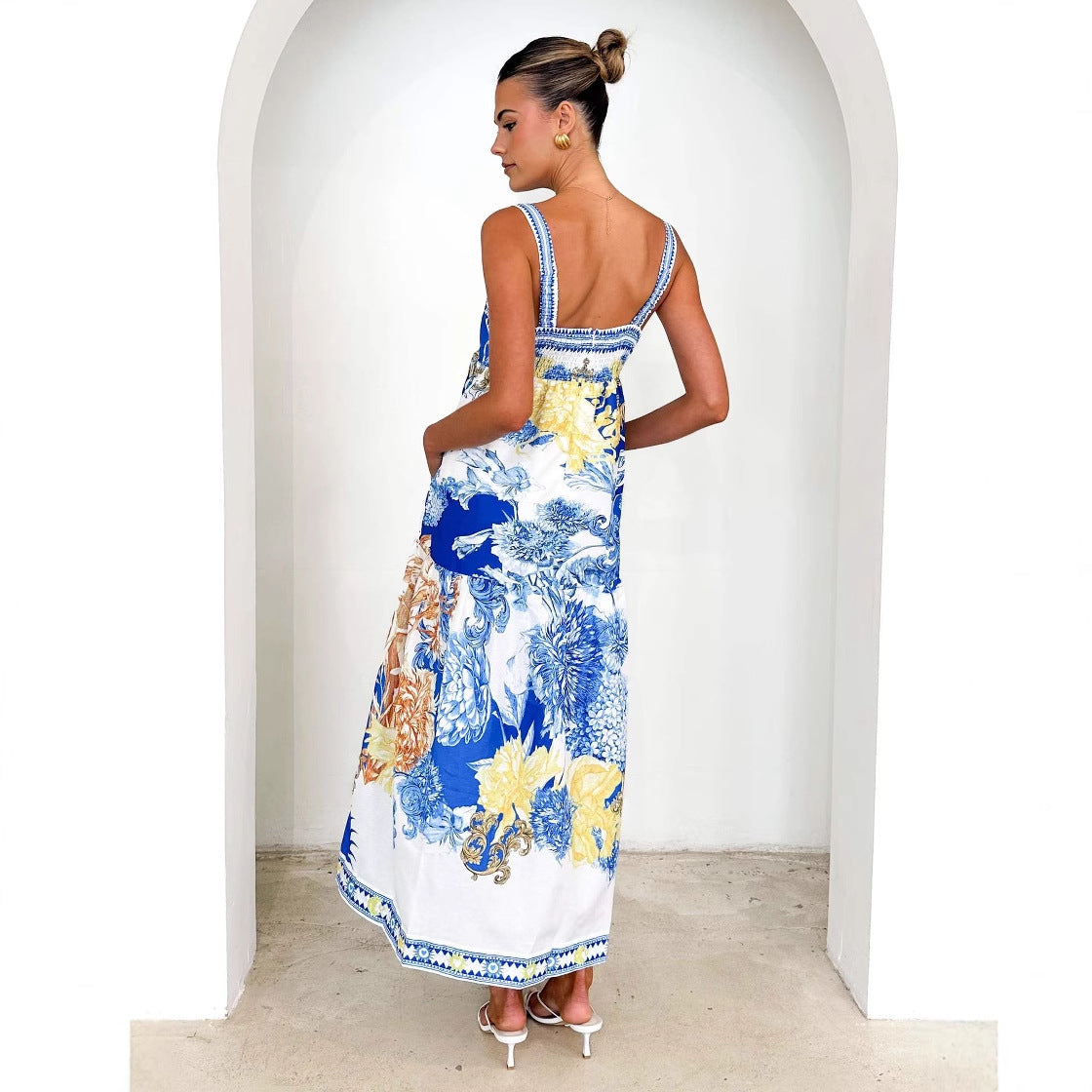 printed strap dress