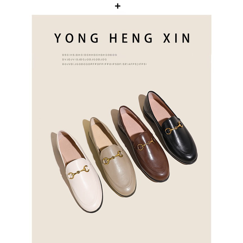 Leather buckle front loafers