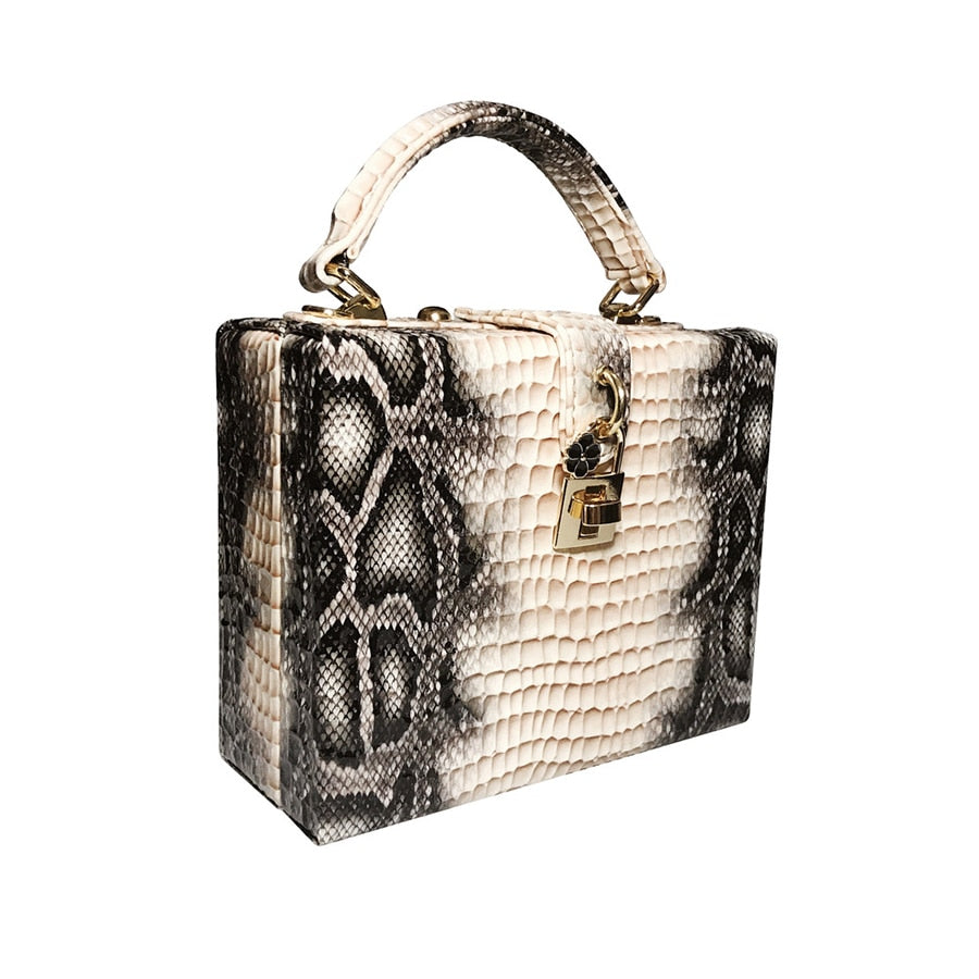 Print Box Small Square PU Evening Clutch