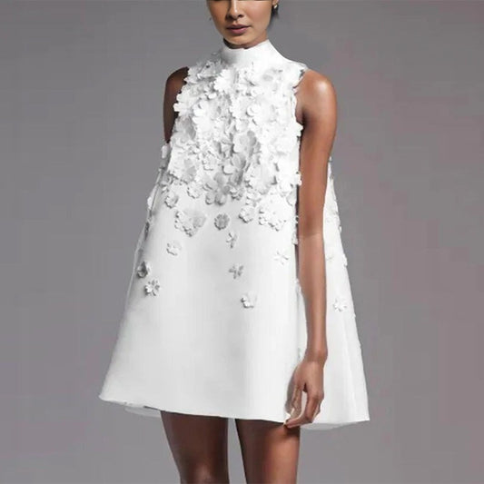 studded  flower sleeveless dress