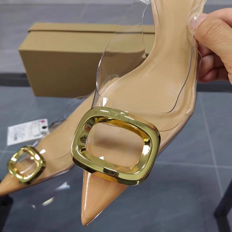Pointed toe transparent Slingback sandals