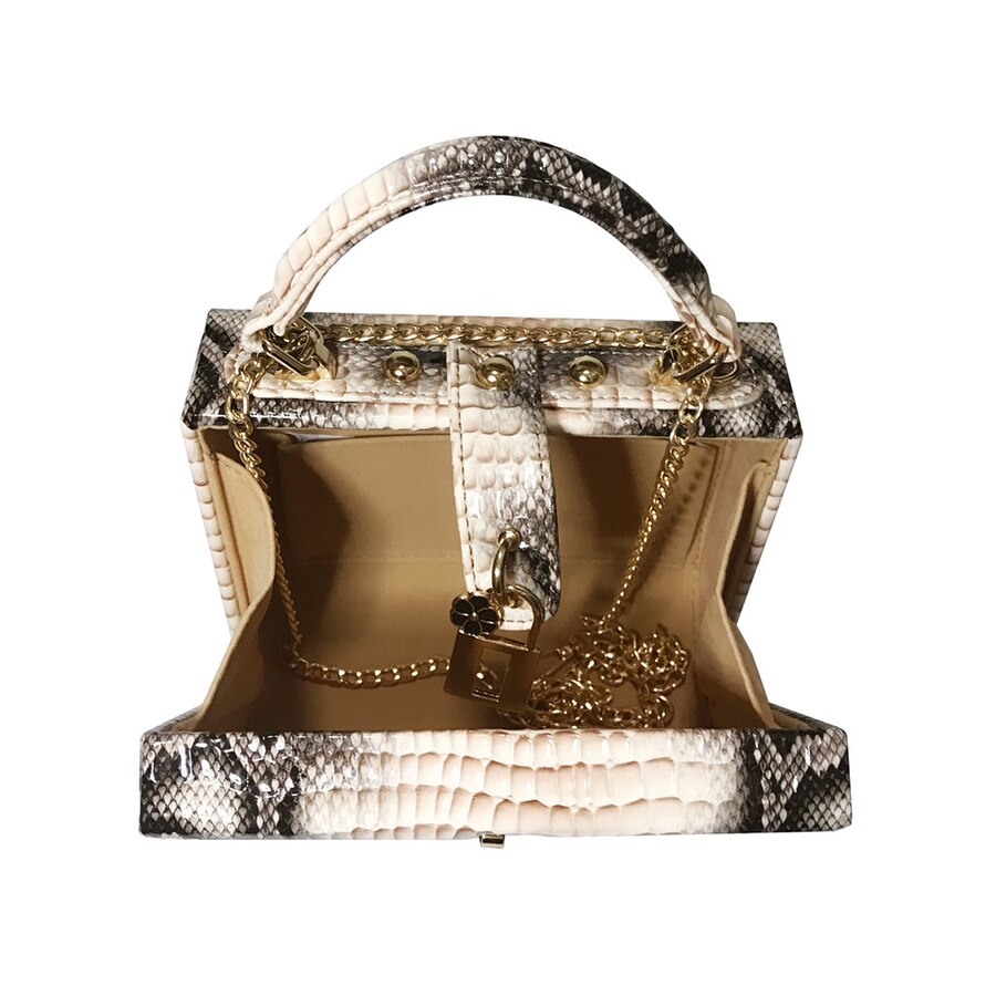Print Box Small Square PU Evening Clutch