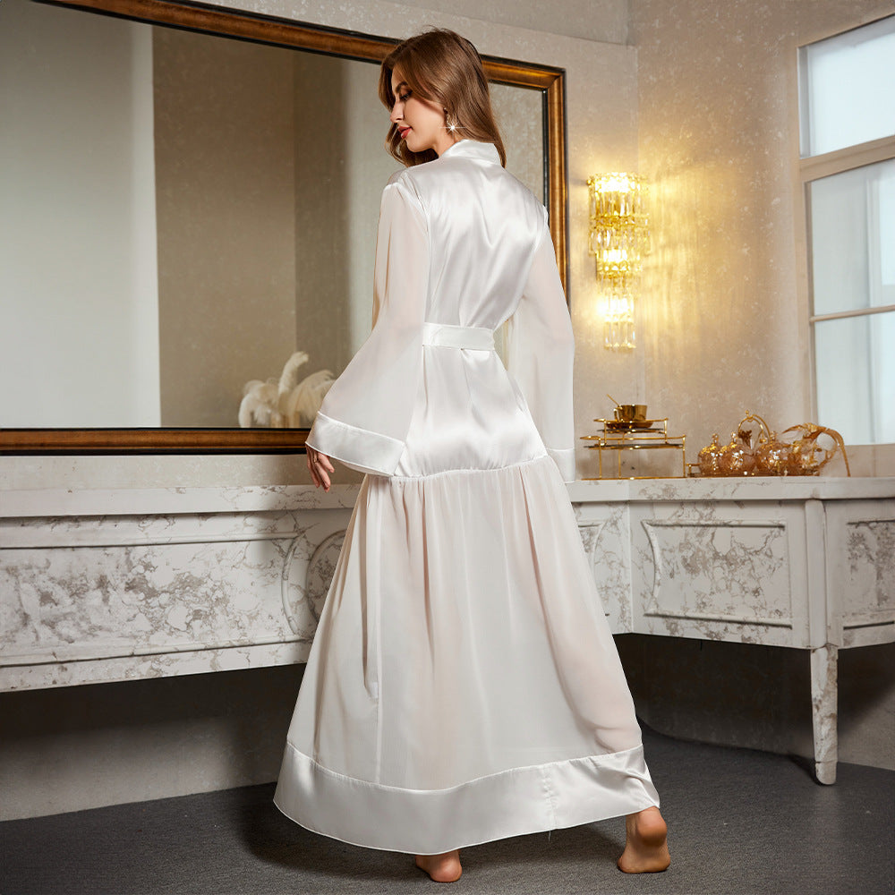 Sexy Long Robe for Women Ice Silk Mesh