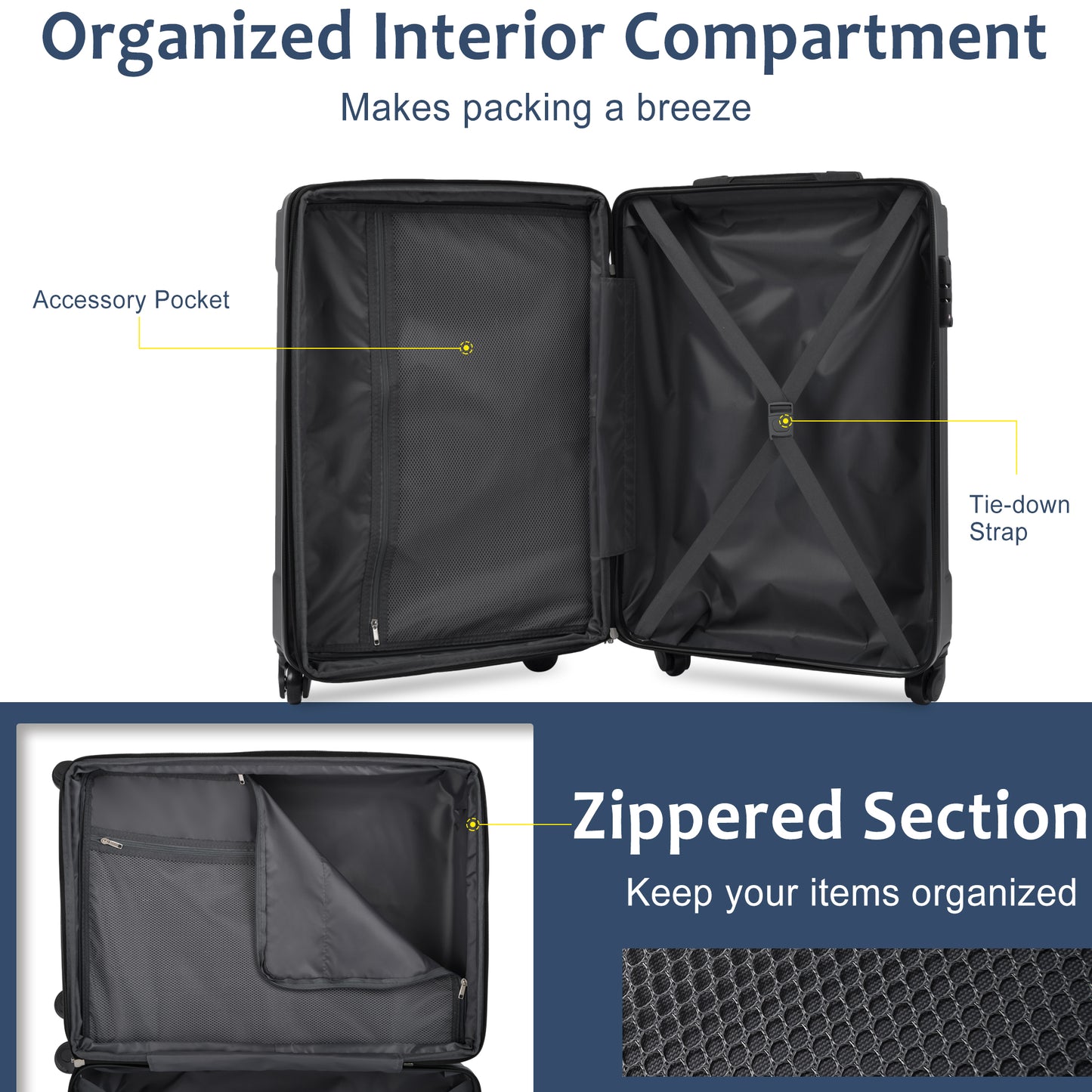 Single Hardshell Luggage Spinner Suitcase TSA Lock Lightweight Expandable 24