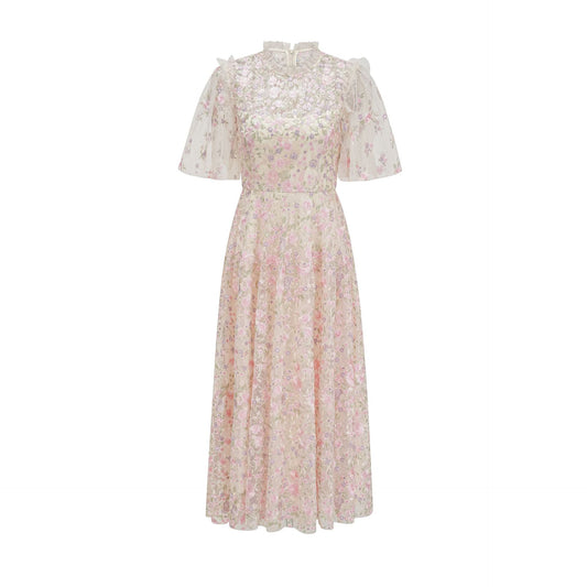 Dress Floral Mesh Skirt Dress