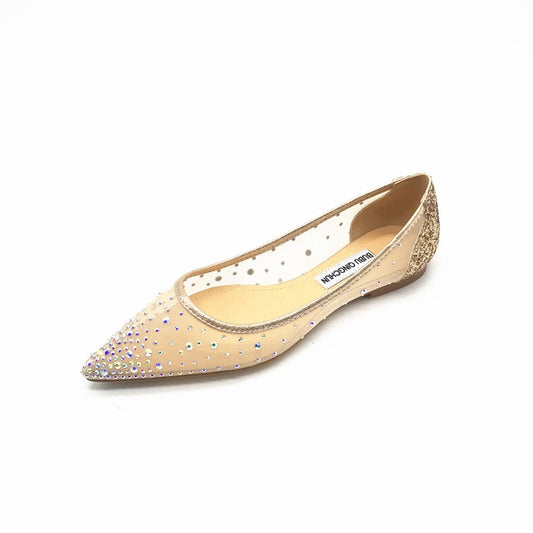 Breathable mesh rhinestone flat
